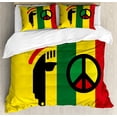 thumbnail image 1 of Ambesonne Rasta Duvet Cover Set, Reggae Music Peace, 2-Calking, Red Green Yellow, 1 of 7