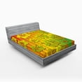 thumbnail image 1 of Ambesonne Rasta Fitted Sheet, Jamaican Island Flower, Full Size, Pale Green Marigold, 1 of 2