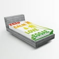 thumbnail image 1 of Ambesonne Rasta Fitted Sheet, Keep Calm Words Reggae, Twin Size, Pale Green Yellow, 1 of 2