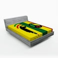 thumbnail image 1 of Ambesonne Rasta Fitted Sheet, Reggae Music Peace, Queen Size, Red Green Yellow, 1 of 2