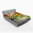 thumbnail image 1 of Ambesonne Rasta Fitted Sheet, World Map Reggae Words, Queen Size, Pale Brown Orange, 1 of 2
