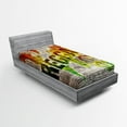 thumbnail image 1 of Ambesonne Rasta Fitted Sheet, World Map Reggae Words, Twin Size, Pale Brown Orange, 1 of 2