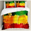 thumbnail image 1 of Ambesonne Rasta Iconic Reggae Music Singer Abstract Design with Sun and Palm Trees Duvet Cover Set, 1 of 3