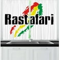 thumbnail image 1 of Ambesonne Rasta Kitchen Curtains, Grunge Rastafari Words, 55"x39", Red Green and Yellow, 1 of 2