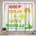 thumbnail image 1 of Ambesonne Rasta Kitchen Curtains, Keep Calm Words Reggae, 55"x39", Pale Green Yellow, 1 of 3