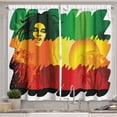thumbnail image 1 of Ambesonne Rasta Kitchen Curtains, Reggae Music Singer, 55"x45", Orange Yellow, 1 of 3