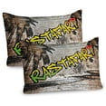thumbnail image 1 of Ambesonne Rasta Pillow Sham 2 Pack, Rastafari Street Graffiti, 26"x20", Pale Green Yellow, 1 of 3