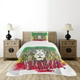 thumbnail image 1 of Ambesonne Rasta Quilted Bedspread Set 2 Pcs, Hair Style Lion Portrait, Twin Size, Green Yellow and Red, 1 of 3