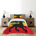 thumbnail image 1 of Ambesonne Rasta Quilted Bedspread Set 2 Pcs, Lion Reggae Striped Flag Art, Twin Size, Yellow Black, 1 of 3