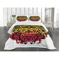 thumbnail image 1 of Ambesonne Rasta Quilted Bedspread Set 3 Pcs, Ethiopian Wild Lion Head, King Size, Marigold Brown, 1 of 5