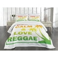 thumbnail image 1 of Ambesonne Rasta Quilted Bedspread Set 3 Pcs, Keep Calm Words Reggae, King Size, Pale Green Yellow, 1 of 5