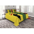 thumbnail image 1 of Ambesonne Rasta Quilted Bedspread Set 3 Pcs, Reggae Music Peace, King Size, Red Green Yellow, 1 of 3