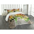 thumbnail image 1 of Ambesonne Rasta Quilted Bedspread Set 3 Pcs, World Map Reggae Words, King Size, Pale Brown Orange, 1 of 5