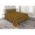 thumbnail image 1 of Ambesonne Rasta Quilted Coverlet 3 Pcs, Triangle Inspired Shapes, Queen Size, Marigold Orange, 1 of 4