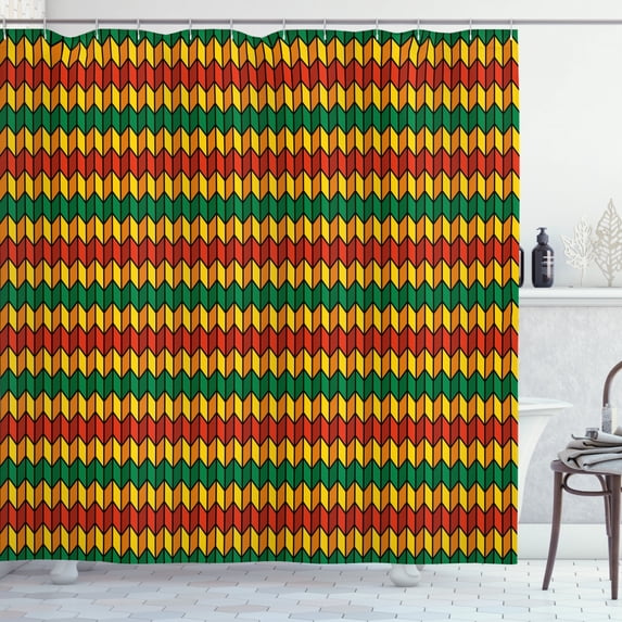 Ambesonne Rasta Shower Curtain, Triangle Inspired Shapes, 69"Wx70"L, Marigold Orange