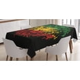 thumbnail image 1 of Ambesonne Rasta Tablecloth Rectangular Table Cover, Grunge Lion Head Portrait, 60"x84", Pale Green and Yellow, 1 of 4
