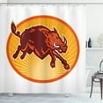 thumbnail image 1 of Ambesonne Razorback Shower Curtain, Retro Attacking Wild Boar, 69"Wx84"L, Vermilion Burgundy, 1 of 3