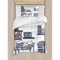 thumbnail image 1 of Ambesonne Recording Studio with Music Devices Turntable Records Speakers Digital Illustration Duvet Cover Set, 1 of 3
