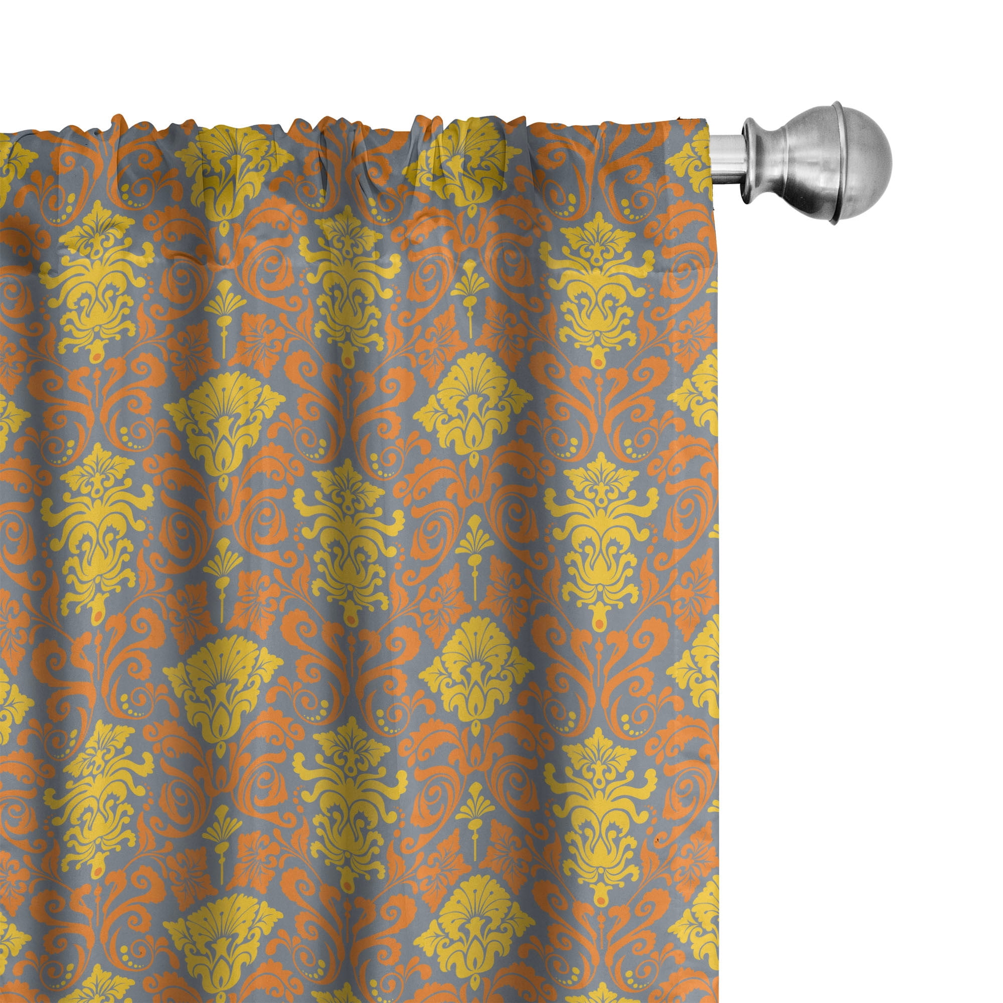 Curtain Renaisance Ambesonne Renaissance Window Curtains, Baroque Damask Motif, Each 28
