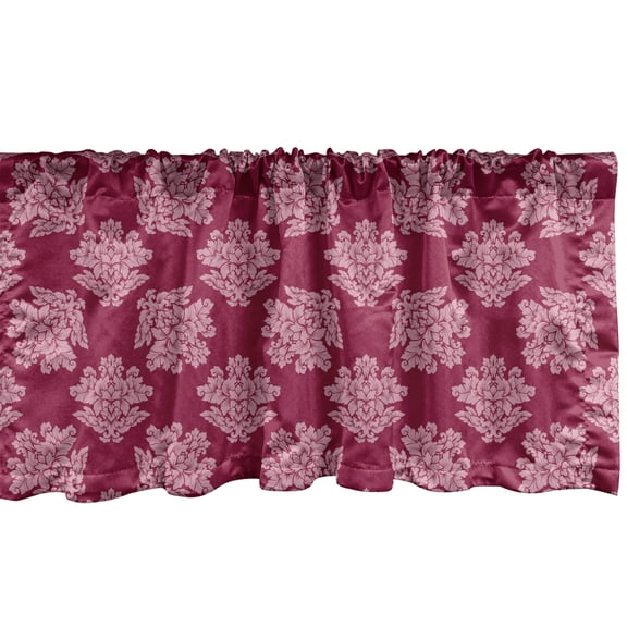 Ambesonne Renaissance Window Valance, Victorian Flower Damask, 54" X 18", Pale Pink Ruby