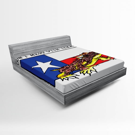 Ambesonne Reptile Fitted Sheet, American Texas City, Queen Size, Multicolor