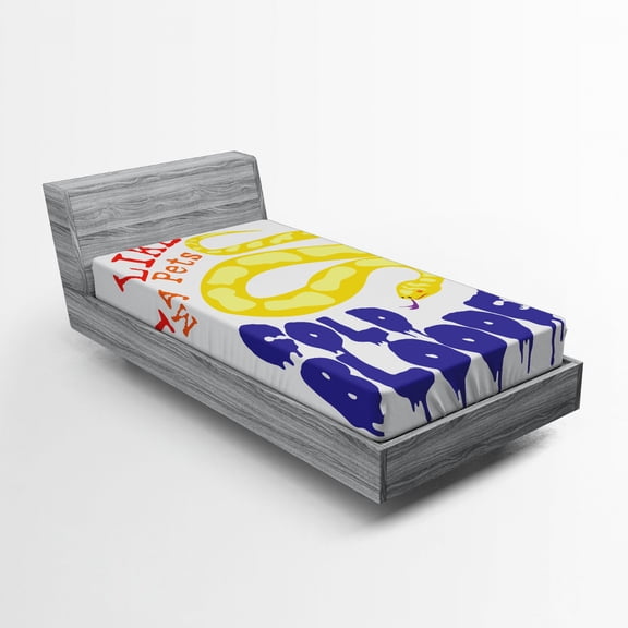 Ambesonne Reptile Fitted Sheet, Majestic Snake in Wild, Twin XL Size, Purple Yellow Red