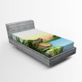 thumbnail image 1 of Ambesonne Reptile Fitted Sheet, Palms Crocodiles Humor, Twin Size, Green Blue, 1 of 2