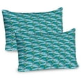 thumbnail image 1 of Ambesonne Reptile Pillow Sham 2 Pack, Flying Pteranodon Jurassic, 26"x20", Blue and Teal, 1 of 3