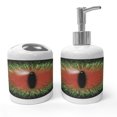 thumbnail image 1 of Ambesonne Reptile Soap Dispenser & Toothbrush Holder Set, Exotic Cat Eye Egypt, 2 Pcs, Black Green Red, 1 of 6