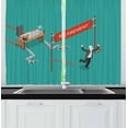 thumbnail image 1 of Ambesonne Retirement Kitchen Curtains, Man Breaks Free Desk, 55"x39", Multicolor, 1 of 2