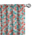 thumbnail image 1 of Ambesonne Retro 4-Panel Curtains, Abstract Mosaic Floral, 56"x63", Grey Turquoise Red, 1 of 4