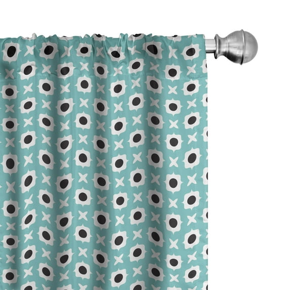 Ambesonne Retro 4-Panel Curtains, Abstract Ornaments Dots, 56"x63", Pale Blue Black White
