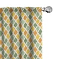 thumbnail image 1 of Ambesonne Retro Window Curtains, Classic Checkered Striped, Each 28" W x 95" L, Marigold Green Cream, 1 of 5