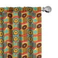 thumbnail image 1 of Ambesonne Retro Window Curtains, Disc Shaped Circles Stripes, Each 28" W x 63" L, Marigold Burgundy, 1 of 4