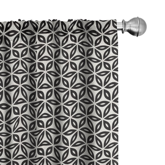 Ambesonne Retro 4-Panel Curtains, Extraordinary Symmetric, 56"x95", Eggshell Dark Taupe Grey