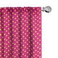 thumbnail image 1 of Ambesonne Retro Window Curtains, Feminine Nostalgic Design, Each 28" W x 63" L, Fuchsia and Mustard, 1 of 4