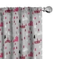 thumbnail image 1 of Ambesonne Retro Window Curtains, Scandinavian Buildings Trees, Each 28" W x 95" L, Magenta and Pale Lavender, 1 of 4