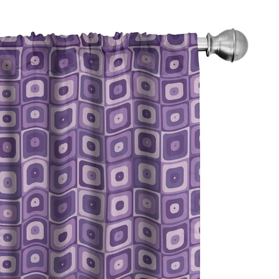 Ambesonne Retro 4-Panel Curtains, Squares Purple Color Palette, 56"x63", Quartz and Pale Mauve