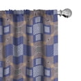 thumbnail image 1 of Ambesonne Retro Window Curtains, Striped Squares Maze Lines, Each 28" W x 95" L, Dark Lavender and Sand Brown, 1 of 4