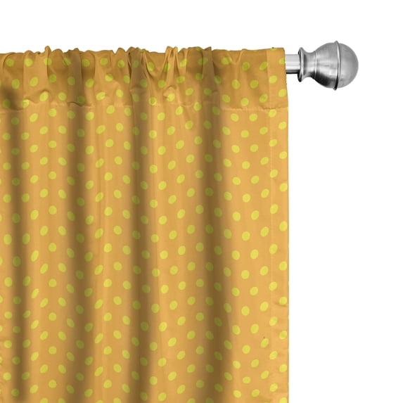 Ambesonne Retro Window Curtains, Vintage Dots Marigold, Each 28" W x 95" L, Marigold and Yellow