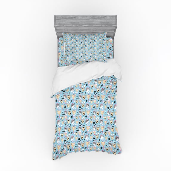 Ambesonne Retro Bedding Set 3 Pcs, Hipster Animals Bow Tie, Twin XL, Multicolor