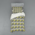 thumbnail image 1 of Ambesonne Retro Bedding Set 3 Pcs, Nostalgic Abstract Zigzags, Twin, Yellow Ivory and Grey, 1 of 3
