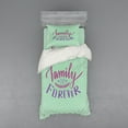 thumbnail image 1 of Ambesonne Retro Bedding Set 3 Pcs, Polka Dots Family Words, Twin XL, Purple Violet Mint Green, 1 of 3