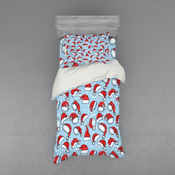 Ambesonne Retro Bedding Set 3 Pcs, Pop Art Style Poster, Twin, Red Blue