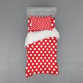 thumbnail image 1 of Ambesonne Retro Bedding Set 3 Pcs, Pop Art White Polka Dots, Twin XL, Vermilion White, 1 of 2