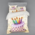 thumbnail image 1 of Ambesonne Retro Bedding Set 4 Pcs, Cake Candles Dots Stars, Queen, Multicolor, 1 of 2