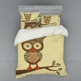 thumbnail image 1 of Ambesonne Retro Bedding Set 4 Pcs, Owl Sitting on Branch, Queen, Brown Cream Teal, 1 of 2
