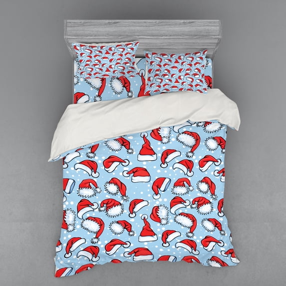 Ambesonne Retro Bedding Set 4 Pcs, Pop Art Style Poster, Queen, Red Blue