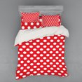 thumbnail image 1 of Ambesonne Retro Bedding Set 4 Pcs, Pop Art White Polka Dots, Queen, Vermilion White, 1 of 3