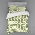 thumbnail image 1 of Ambesonne Retro Bedding Set 4 Pcs, Square Tiles Tangled Lines, Queen, Olive Green and Eggshell, 1 of 3
